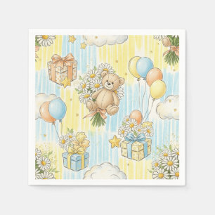Teddy Bear Daisy Garden Pattern (3) Napkin