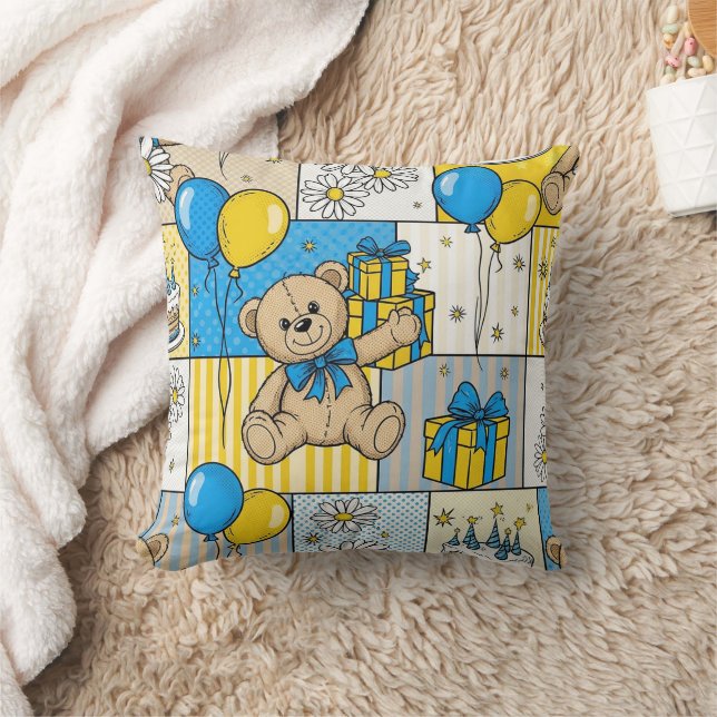 Teddy Bear Daisy Garden Pattern (4) Cushion (Blanket)