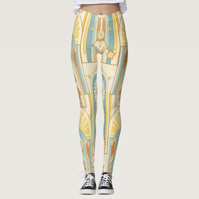 Teddy Bear Daisy Garden Pattern (6) Leggings (Front)