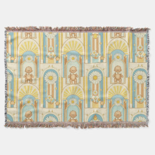 Teddy Bear Daisy Garden Pattern (6) Throw Blanket