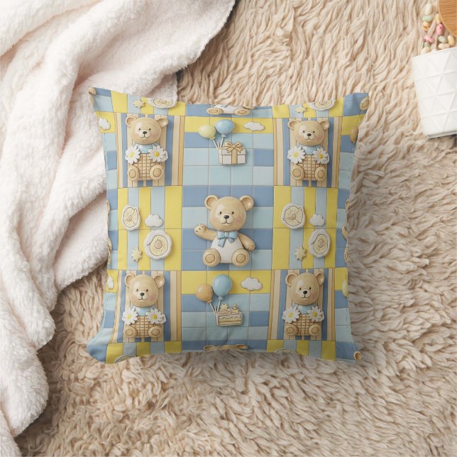Teddy Bear Daisy Garden Pattern (7) Cushion (Blanket)
