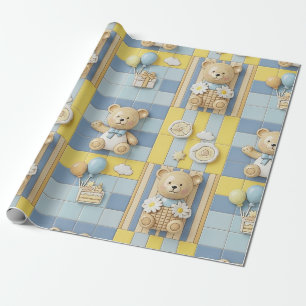 Teddy Bear Daisy Garden Pattern (7) Wrapping Paper