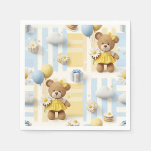 Teddy Bear Daisy Garden Pattern (8) Napkin