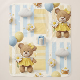Teddy Bear Daisy Garden Pattern (8) Sherpa Blanket
