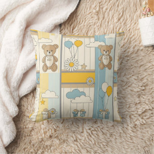 Teddy Bear Daisy Garden Pattern (9) Cushion