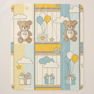 Teddy Bear Daisy Garden Pattern (9) Sherpa Blanket