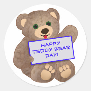 Teddy Bear Day Classic Round Sticker
