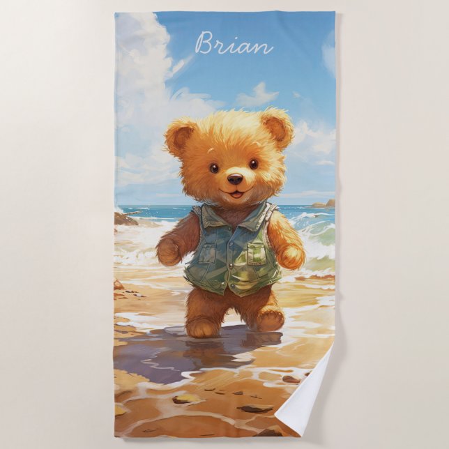 Teddy Bear Design Pool and Beach Towels for Kids (Front)