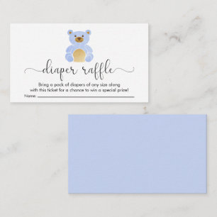 Teddy Bear Diaper Raffle Boy Baby Shower Enclosure Card