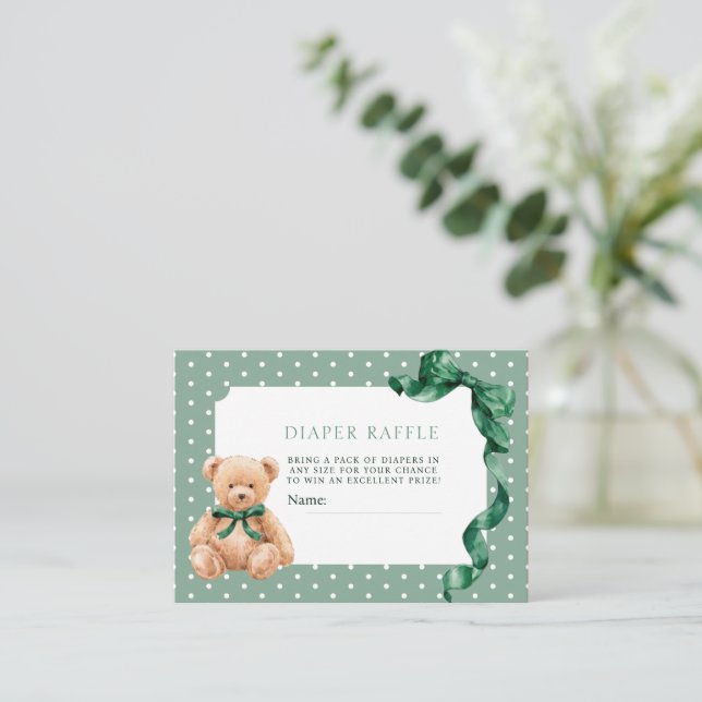 Teddy Bear Diaper Raffle Enclosure Card (Standing Front)