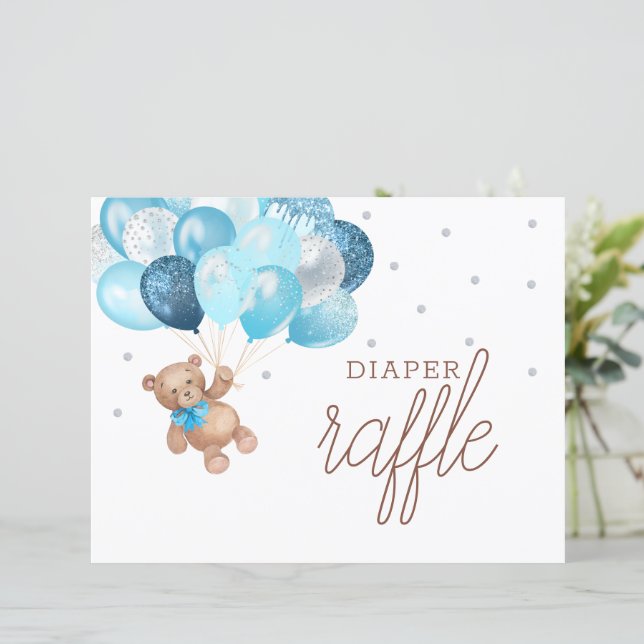 Teddy Bear Diaper Raffle Game Sign Baby Shower  (Standing Front)