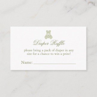 Teddy Bear Diaper Raffle Ticket Baby Shower Enclosure Card