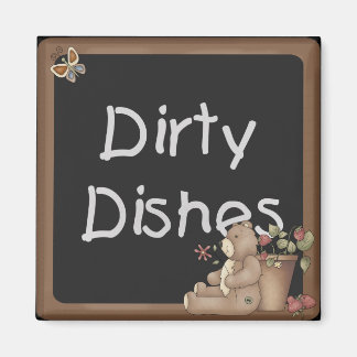 Teddy Bear Dirty Dishes Dishwasher Magnet