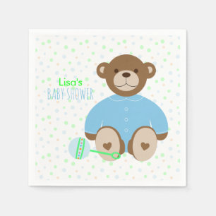 Teddy Bear Dressed in Blue Baby Shower Napkin