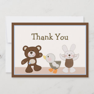 Teddy Bear Duckie Bunny Thank You Card