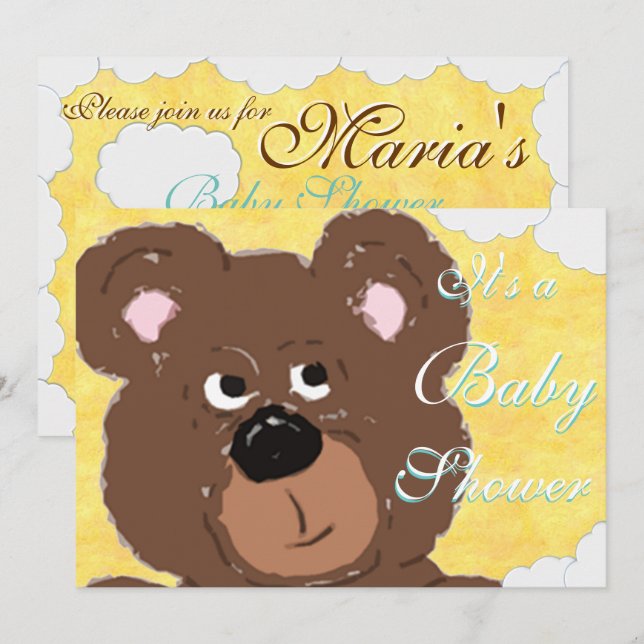 Teddy Bear Face Baby Shower Invitation (Front/Back)
