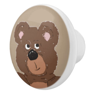 Teddy Bear Face Ceramic Knob