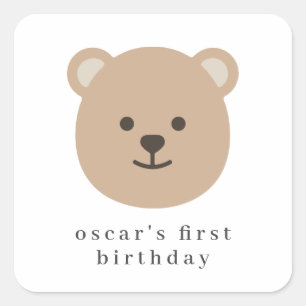 Teddy Bear Face - Paper Napkin Square Sticker