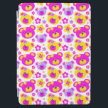 Teddy bear faces and flowers iPad Air cover<br><div class="desc">Fun bold bright shades of pink,  purple,  yellow and white teddy bear faces and graphic flowers repeat patterned iPad Air cover. Graphic uniquely designed by Sarah Trett.</div>