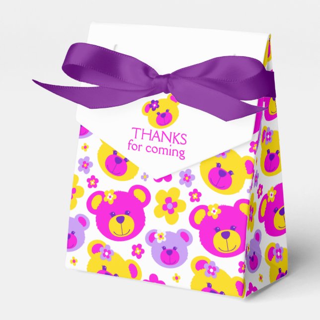 Teddy bear faces and flowers thank you gift box (Front Side)