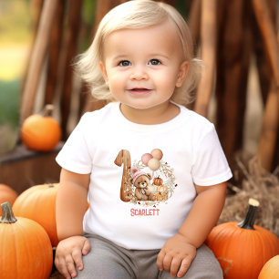 Teddy Bear Fall Beary 1st Birthday Girl Baby T-Shirt