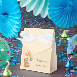Teddy Bear Favour Box with Pastel Balloons