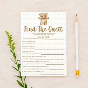 Teddy Bear Find The Guest Baby Shower Game  Stationery
