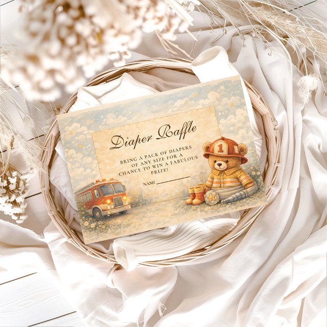 Teddy Bear Firefighter Diapper Raffle Enclosure Card (Creator Uploaded)