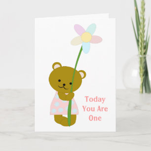 Teddy Bear First Birthday Card