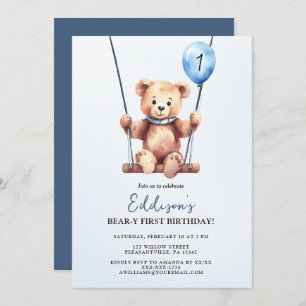 Teddy Bear First Birthday Invitation