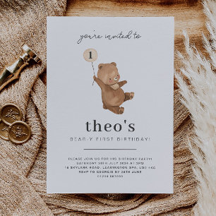 Teddy Bear First Birthday Invitation