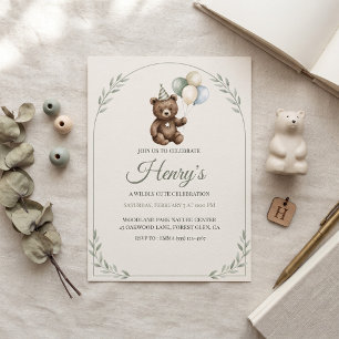 Teddy Bear First Birthday Invitation