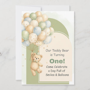 Teddy Bear First Birthday Invitation