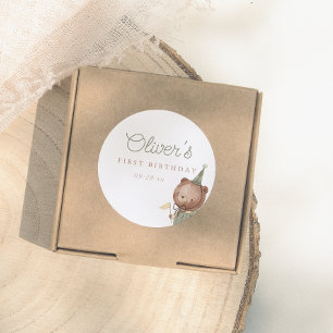 Teddy Bear First Birthday Party Classic Round Sticker