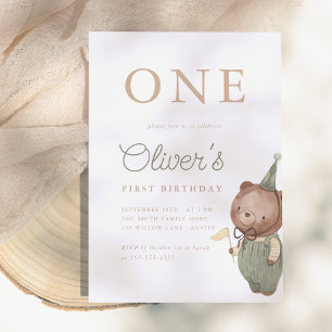 Teddy Bear First Birthday Party Invitation