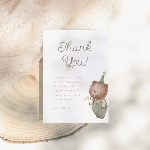 Teddy Bear First Birthday Party Thank You Card
