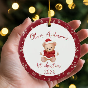 Teddy Bear First Christmas Baby Boy or Girl Ceramic Tree Decoration
