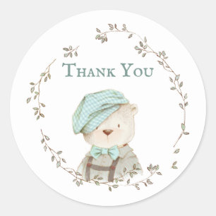 Teddy Bear Floral Baby Shower Thank You Stickers