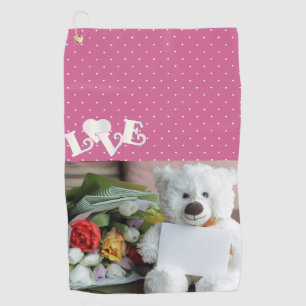 Teddy Bear Flower Date Love Golf Destiny's Destiny Towel