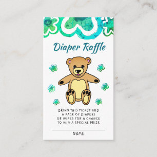 Teddy Bear Flowers Baby Shower Diaper Raffle Enclosure Card