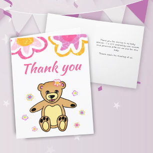 Teddy Bear Flowers Baby Shower Thank You Card