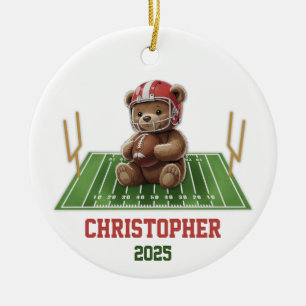 Teddy Bear Football Ornament for Boys