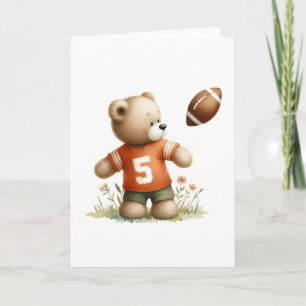 Teddy Bear Football Player in Orange Jersey Blank  Card