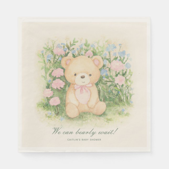 Teddy Bear Garden Classic Baby Shower Napkin (Front)