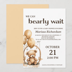Teddy Bear Gender Neutral Baby Shower Invitation