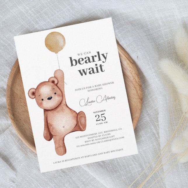 Teddy Bear Gender Neutral Baby Shower Invitation (Creator Uploaded)