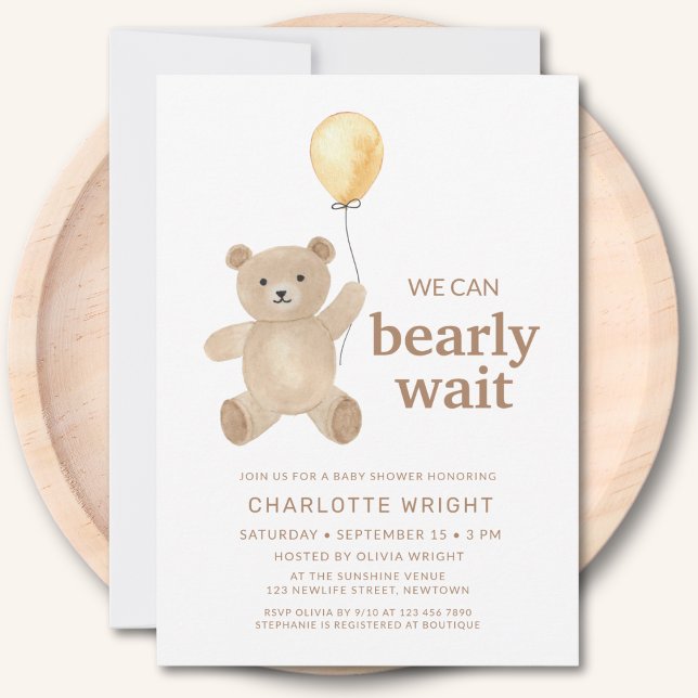 Teddy Bear Gender-Neutral Baby Shower Invitation (Creator Uploaded)