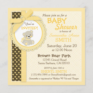 Teddy Bear Gender Neutral Baby Shower Invitation