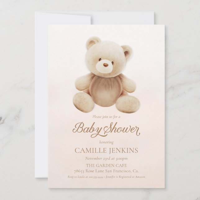 Teddy Bear Gender Neutral Baby Shower Invitation (Front)
