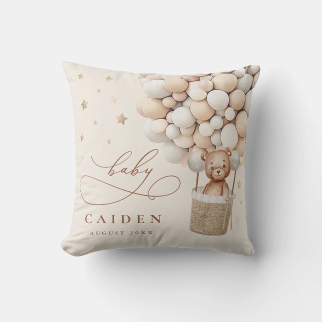 Teddy Bear Gender Neutral Baby Shower Nursery Gift Cushion (Front)